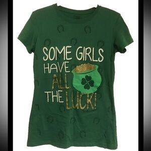 SOME GIRLS HAVE MORE FUN by FREEZE Graphic Tee Gold Glitter Pot ST PADDY PATRICK